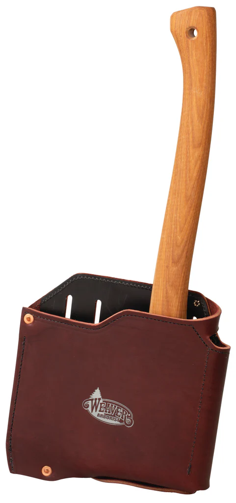 Weaver brand axe pouch made from rugged, durable material for secure and convenient tool storage during tree work or climbing. Easily attaches to your saddle or belt for fast access. Order from Endor’s Arborist & Rope Supply by calling (234) 410-3240—your trusted source for top-quality arborist gear.