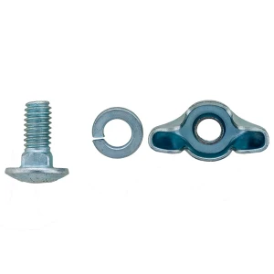 Close-up of Marvin pruner block bolt, washer, and wing nut set—vital components for secure pruner head attachment. Ensure safe, efficient pruning with high-quality replacement parts from Endor’s Arborist & Rope Supply. For expert service and gear, call (234) 410-3240 today!
