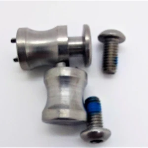 Detailed close-up of Chicane pins, essential for precise friction management in climbing and rope descent systems. Built for durability and reliability, these pins enhance safety for professional arborists. Call Endor’s Arborist & Rope Supply at (234) 410-3240 to order today!