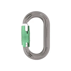 Close-up image of the DMM Perfecto Locksafe carabiner, showcasing its compact oval shape and triple-action locking mechanism—ideal for secure climbing and gear organization. For expert arborist gear and advice, contact Endor’s Arborist & Rope Supply at (234) 410-3240. Trust Endor’s for quality and safety in every climb!