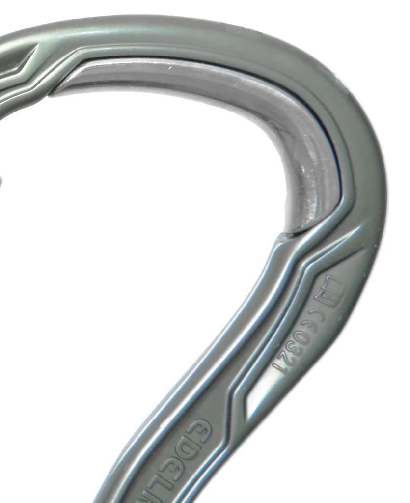 Close-up view of the HMS Bulletproof Screw Carabiner in slate gray, featuring a strong, ergonomic design for safe climbing and arborist applications. Order yours today from Endor’s Arborist & Rope Supply—call (234) 410-3240 for product support or to speak with our experienced team. Endor's delivers trusted gear and expert guidance for every climb.
