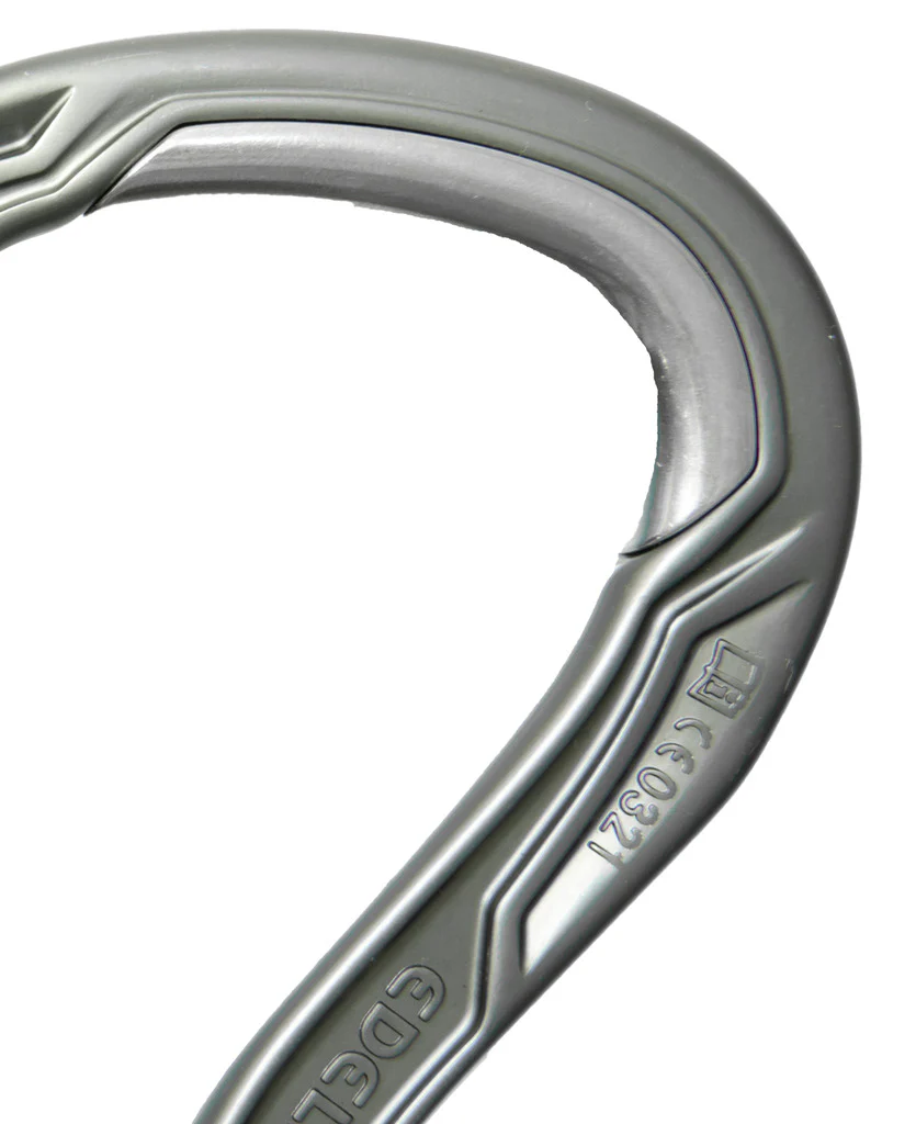 Slate gray HMS Bulletproof Triple-Locking Carabiner shown with secure auto-locking gate, built for maximum durability and safety in professional climbing and rigging tasks. Contact Endor’s Arborist & Rope Supply at (234) 410-3240 to get expert advice or place your order today—trusted gear, dependable support, and top-tier arborist equipment all in one place.