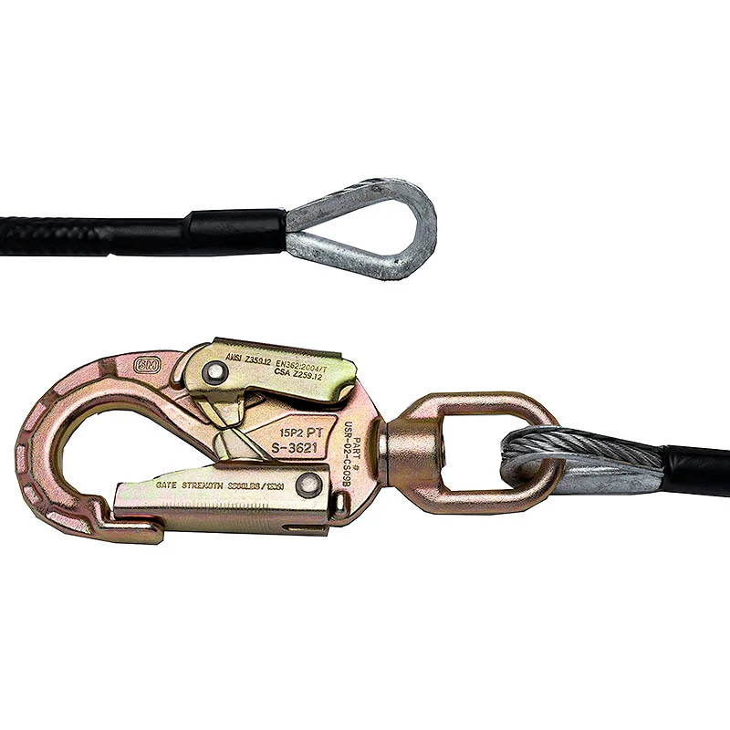 Image of the steel core flip line with locking swivel (version 2), engineered for exceptional durability and secure performance in professional arborist rigging systems. Perfect for enhancing safety in tree care and climbing operations, this high-quality flip line is available now at Endor’s Arborist & Rope Supply. Call (234) 410-3240 today for expert advice and to upgrade your equipment.